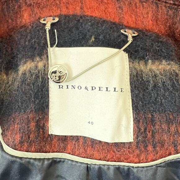 Rino & Pelle Maily Wool Blend Striped Oversized Coat Jacket Brown Black 40 - Picture 5 of 7